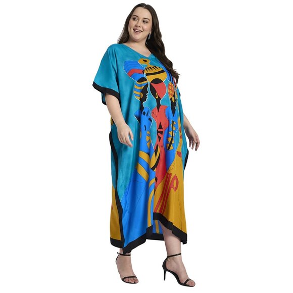 Gypsie Blu Kaftan Dress for Women Plus Size Party Wear Maxi Dresses Caftan Gowns - Picture 4 of 8